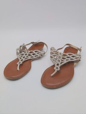 Zigi Soho Sz 8.5 Women's Rhinestone T-Strap Sandals in Light Gold